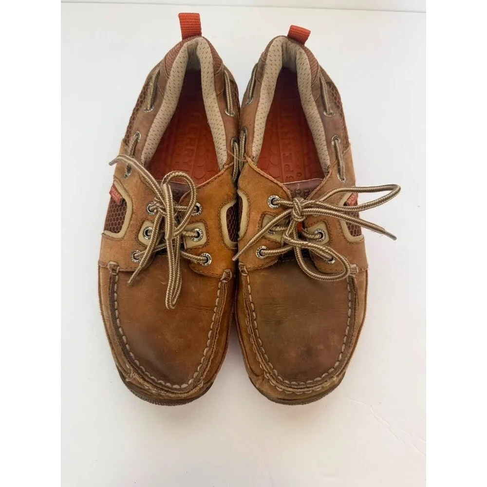 Sperry Top-Sider Sea Kit M 9.5 Brown Leather Boat Shoes Lace Up Casual Comfort